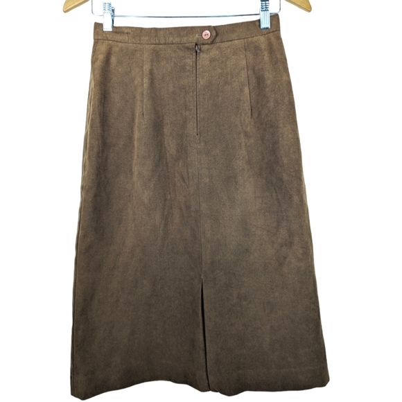 Vintage Lilli Ann Ultrasuede Skirt | Quiet Luxury Brown Fall Neutral Classic - Picture 11 of 15